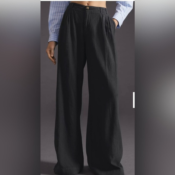 Anthropologie wide leg pants charcoal size 0 - Picture 2 of 6